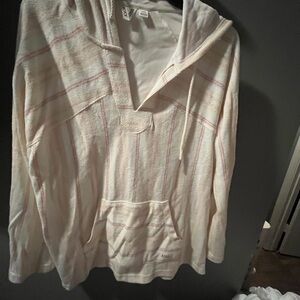 Roxy Pink and White Plaid Hoodie